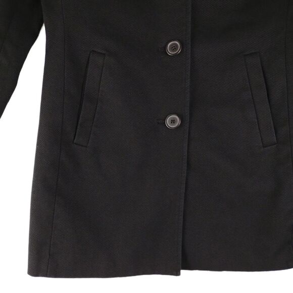 John Paul Richard Women's S Textured Cotton Black Trench Pea Coat Uniform Petite - Picture 3 of 6